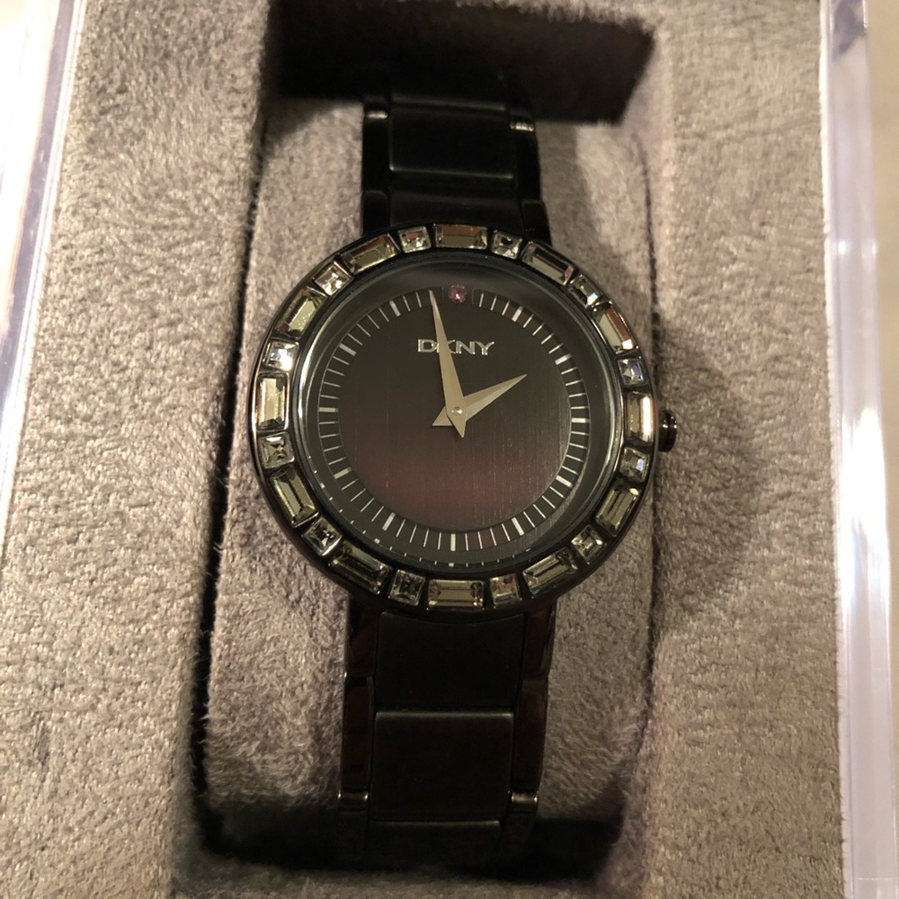 DKNY Black Watch with crystal detail.